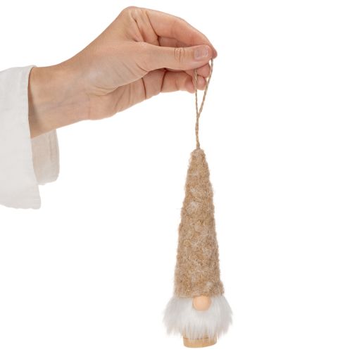 Deko-Wichtelfiguren aus Holz und Textil zum Aufhängen, 17 cm, 6-teiliges Set in Beige, Weiss und Hellbraun | Floristik24.ch