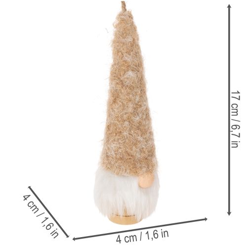 Deko-Wichtelfiguren aus Holz und Textil zum Aufhängen, 17 cm, 6-teiliges Set in Beige, Weiss und Hellbraun | Floristik24.ch