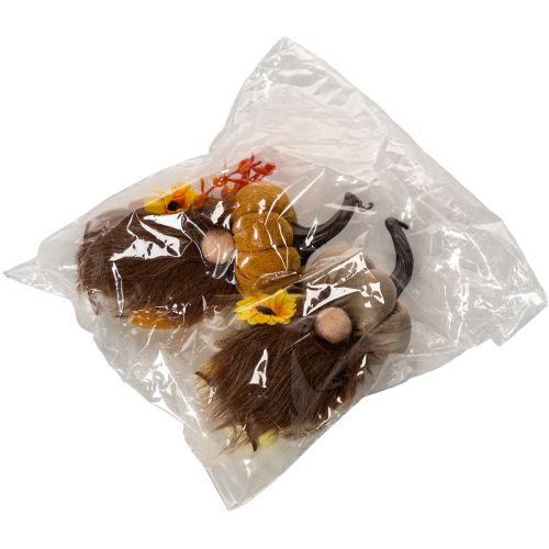 Herbstliche Figuren Kürbiswichtel mit Bart und Sonnenblume aus Stoff 16 cm 2er-Set | Floristik24.ch