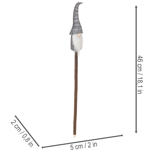 Wichtel Dekofigur auf Holzstab 46cm 6er-Set Grau Rot | Floristik24.ch