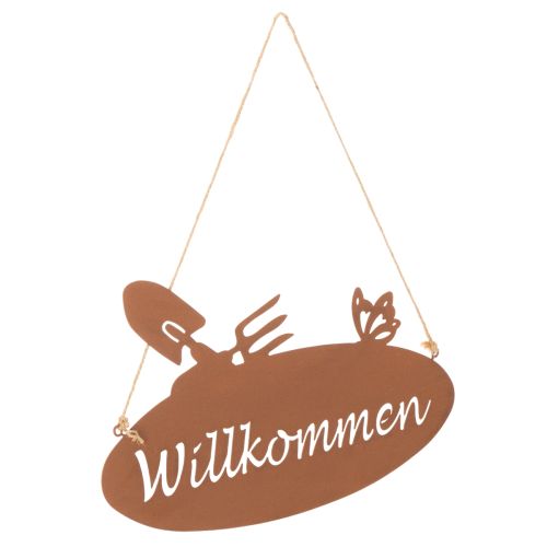 Willkommen Schild Metall Rostoptik 28,5x15cm mit Gartendeko-Motiv, 3 Stück online kaufen | Floristik24.ch