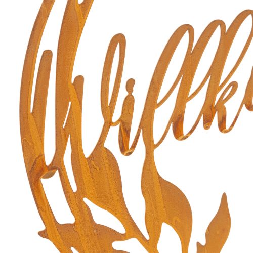 Willkommensschild Metall Dekoring Ø37cm Rostbraun mit floralem Design | Floristik24.ch