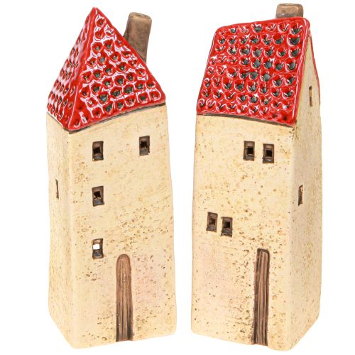 Floristik24 Windlicht Advent Keramik Haus Herbstdeko H18/18,5cm 2 St