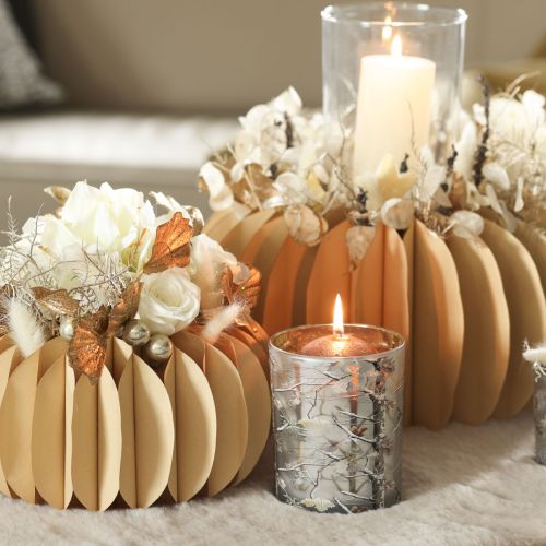 Windlicht Glas 12cm Winterwald Zweigdesign Gold innen | Floristik24.ch