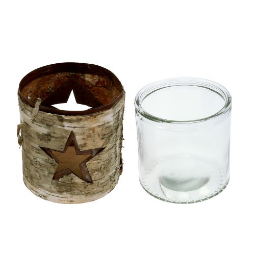 Floristik24 Windlicht Stern mit Birke Ø10,5cm H11cm 1St