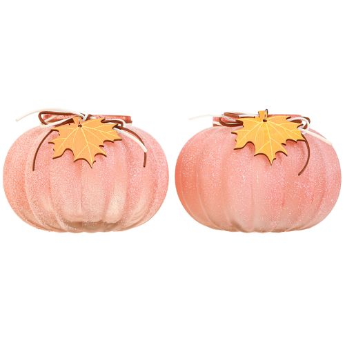 Artikel Windlicht Glas Kürbis Teelicht gefrostet Ø16cm H11cm 2St