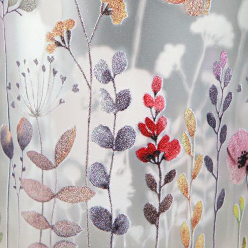 Artikel Windlicht Glas Mohn Wiese Silber Farbig H12,5cm 2 St