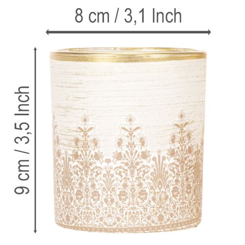 Windlichtglas mit Blumenmotiv Ø8cm H9cm im 2er-Set | Floristik24.ch