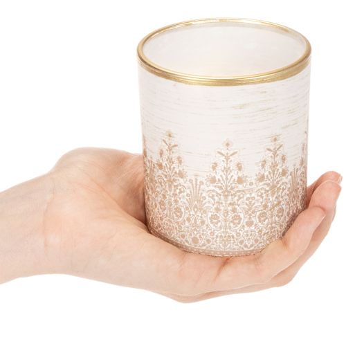 Windlichtglas mit Blumenmotiv Ø8cm H9cm im 2er-Set | Floristik24.ch