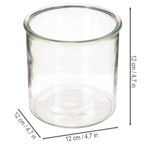Rundes Windlicht aus klarem Glas 12 cm im 2er-Set | Floristik24.ch