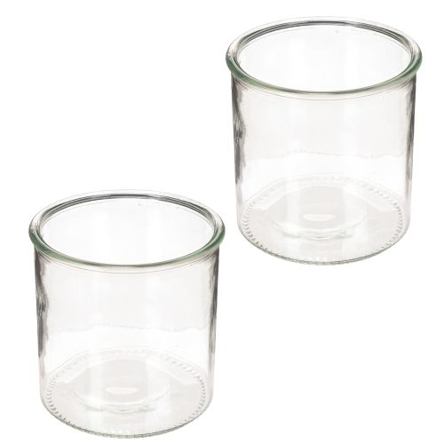 Rundes Windlicht aus klarem Glas 12 cm im 2er-Set | Floristik24.ch