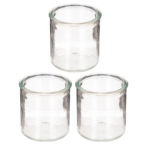 Glaswindlicht rund klares Glas Teelichthalter 8 cm 3er-Set | Floristik24.ch