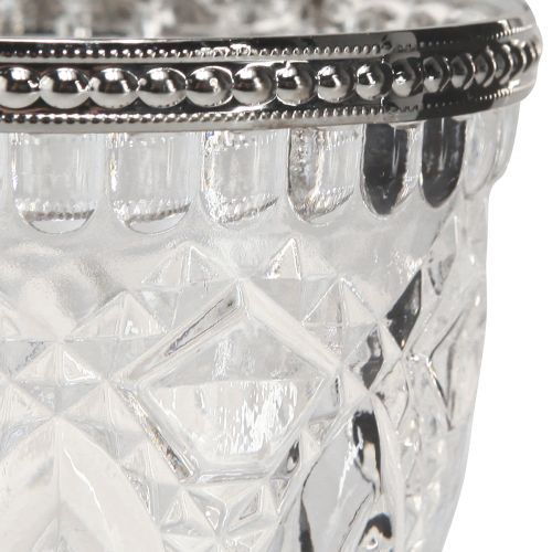 Floristik24 Windlicht Glas mit Rand aus Metall Klar Ø9cm H10,5cm 6St