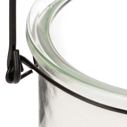 Windlicht aus klarem Glas mit Metallbügel Ø 12 cm H 12,5 cm 2er Set | Floristik24.ch