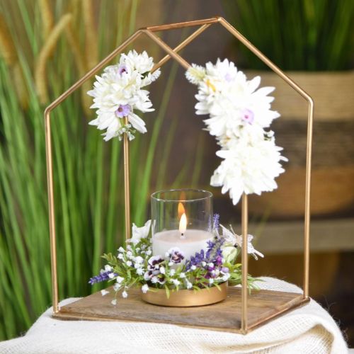 Floristik24 Windlicht Haus Metall Deko Teelicht Kerzenglas 20×16×26cm