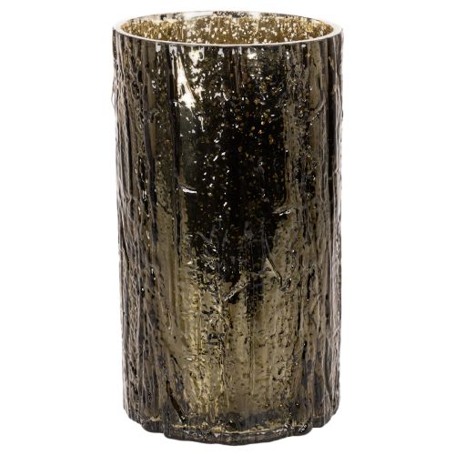 Windlicht Glas Grünbraun mit Hirsch und Baumreliefs 26 cm für Innenbereich | Floristik24.ch