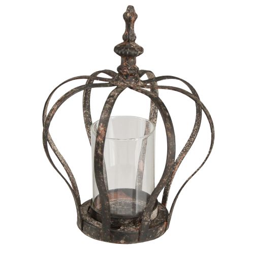 Artikel Windlicht Krone Braun Rost Mit Kerzenglas Ø14cm H18cm