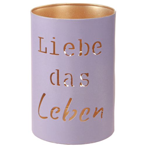Artikel Windlicht „Liebe das Leben“ Violett Pastell Ø13/10,5/9cm Set 3St