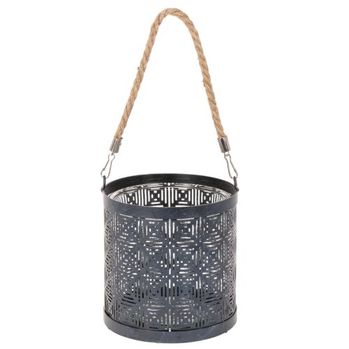Windlicht Laterne Anthrazit Metall Ø16cm Set mit Glas | Floristik24.ch