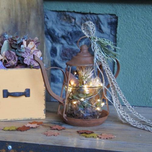 Floristik24 Windlicht Metall Glas Teekanne Edelrost Deko Ø15cm H26cm