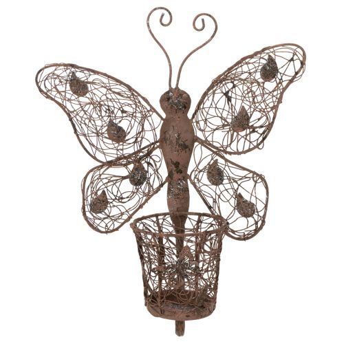 Windlicht Wanddeko Schmetterling Metall Rostoptik mit Glas 36,5cm | Floristik24.ch