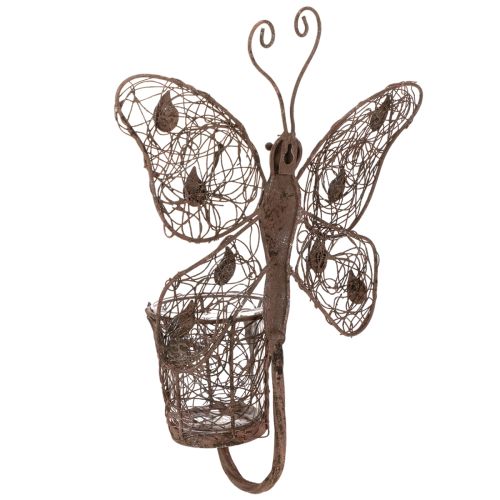 Windlicht Wanddeko Schmetterling Metall Rostoptik mit Glas 36,5cm | Floristik24.ch