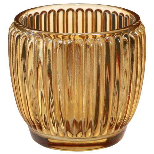 Floristik24 Windlicht Orange Kerzenhalter Glas Retro Ø7cm H7cm 6 St