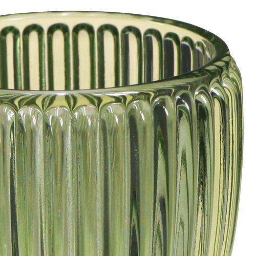 Floristik24 Windlicht Teelichthalter Glas Grün Retro Ø7cm H7cm 6 St