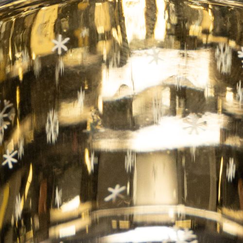 Windlicht aus Glas mit Vogel- und Schneeflockenmotiv in Gold 8 cm, 2er-Set | Floristik24.ch
