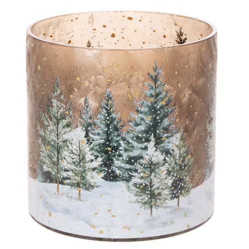 Windlicht Glas mit Winterwald-Motiv 20cm Weihnachtsdekoration online kaufen | Floristik24.ch