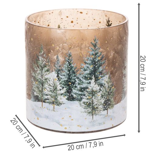 Windlicht Glas mit Winterwald-Motiv 20cm Weihnachtsdekoration | Floristik24.ch