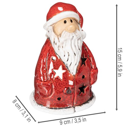 Nikolaus Teelichthalter aus Keramik mit Sternen 15cm rot | Floristik24.ch