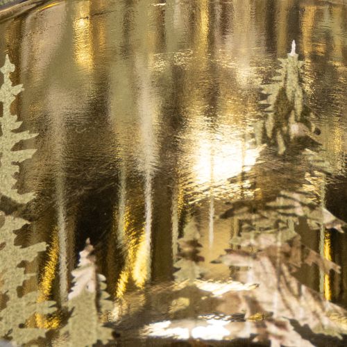 Glas-Windlicht 8 cm mit Tannenzweig-Motiv und goldener Innenseite, 2er-Set | Floristik24.ch