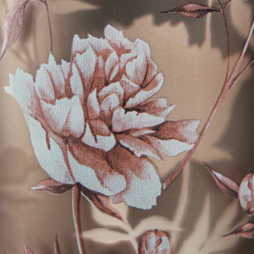 Artikel Windlicht aus Glas Braun Silber Rosa Pfingstrosen H18cm