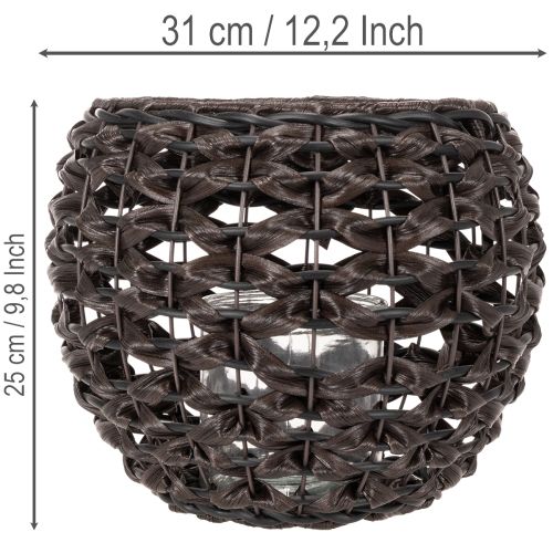 Windlicht geflochten Schwarz Braun Ø31cm H25cm aus Metall und Kunststoff | Floristik24.ch