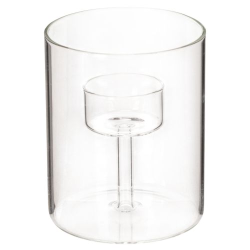 Glas Windlicht mit erhöhtem Teelichthalter 11 cm Transparent online kaufen | Floristik24.ch