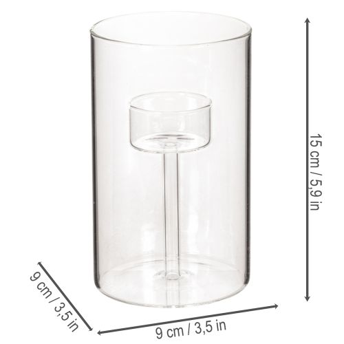 Kerzenglas Windlicht mit Einsatz für Stumpenkerzen 15 cm Transparent 2 Stück | Floristik24.ch