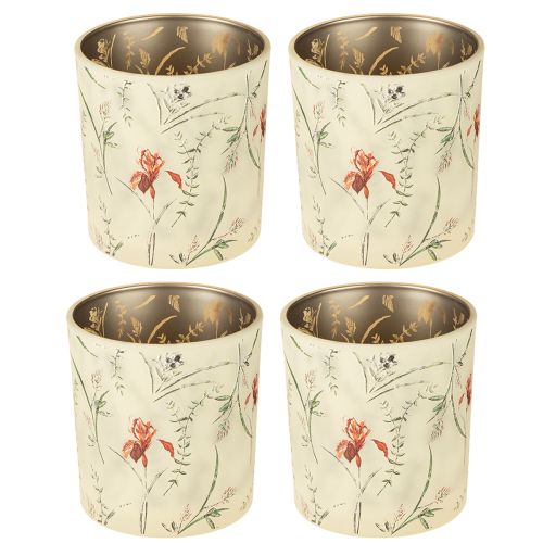 Artikel Deko Windlicht Glasmotiv Floraldekor für stimmungsvolle Wohnakzente 8cm 4St.