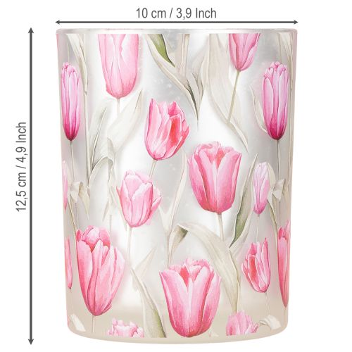 Artikel Elegantes Windlicht mit Tulpenmotiv für stimmungsvolle Frühlingsdekoration 12,5cm 2St.