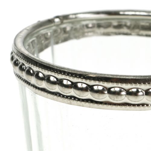 Floristik24 Teelichtglas Antik mit Metallrand Ø6cm H6cm 4St