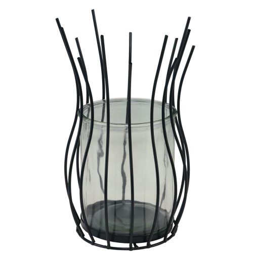 Artikel Windlicht Glas Metall Deko Schwarz Kelch Ø17cm H27cm