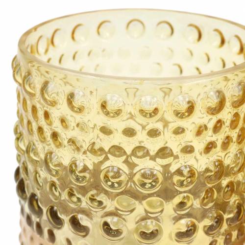 Floristik24 Windlicht aus Glas Gelb, Gold Ø8,5cm H8cm 4St