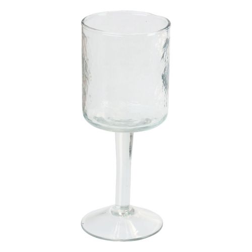 Windlicht Glas mit Fuß, Teelichthalter Glas rund Ø8cm H20cm