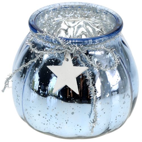 Floristik24 Windlicht Hellblau mit LED-Licht  Ø11cm H10cm