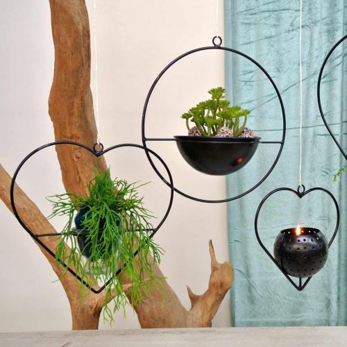 Floristik24 Windlicht Herz Metall 38cm Teelichthalter zum Hängen mit Glas