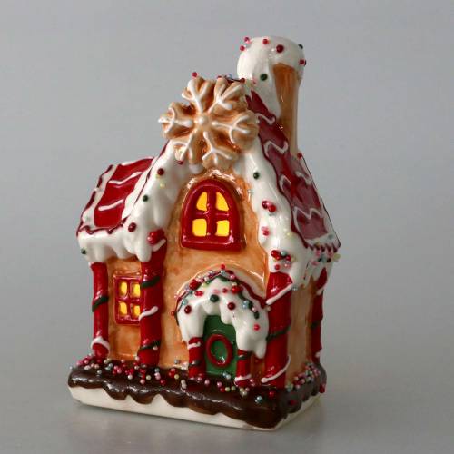 Floristik24 Windlicht Knusperhaus Bisquit, Weiß H16cm