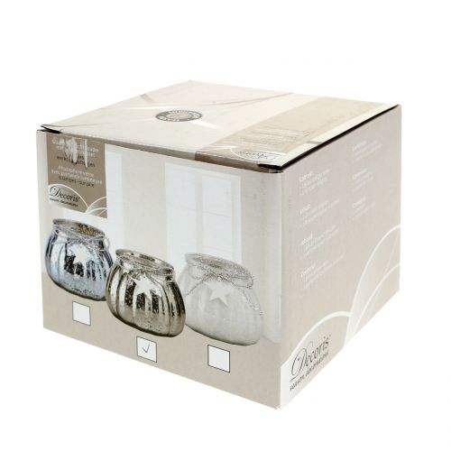 Floristik24 Windlicht Silber mit LED-Licht Ø11cm H10cm