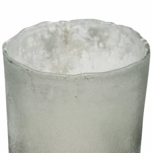 Floristik24 Glaswindlicht Grau gefrostet Ø8,5cm H9,5cm