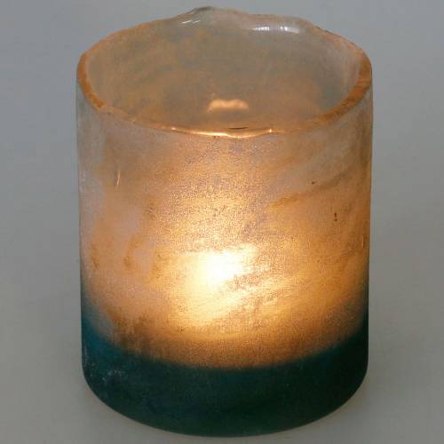 Floristik24 Glaswindlicht Grün gefrostet Ø8,5cm H9,5cm
