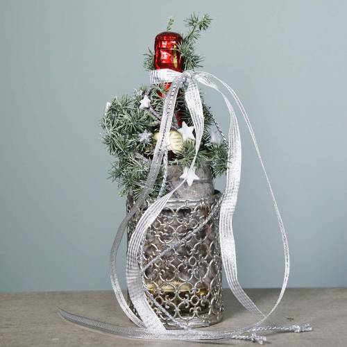 Floristik24 Windlicht Antik Silber Ø10,5cm H14,5cm 1 St